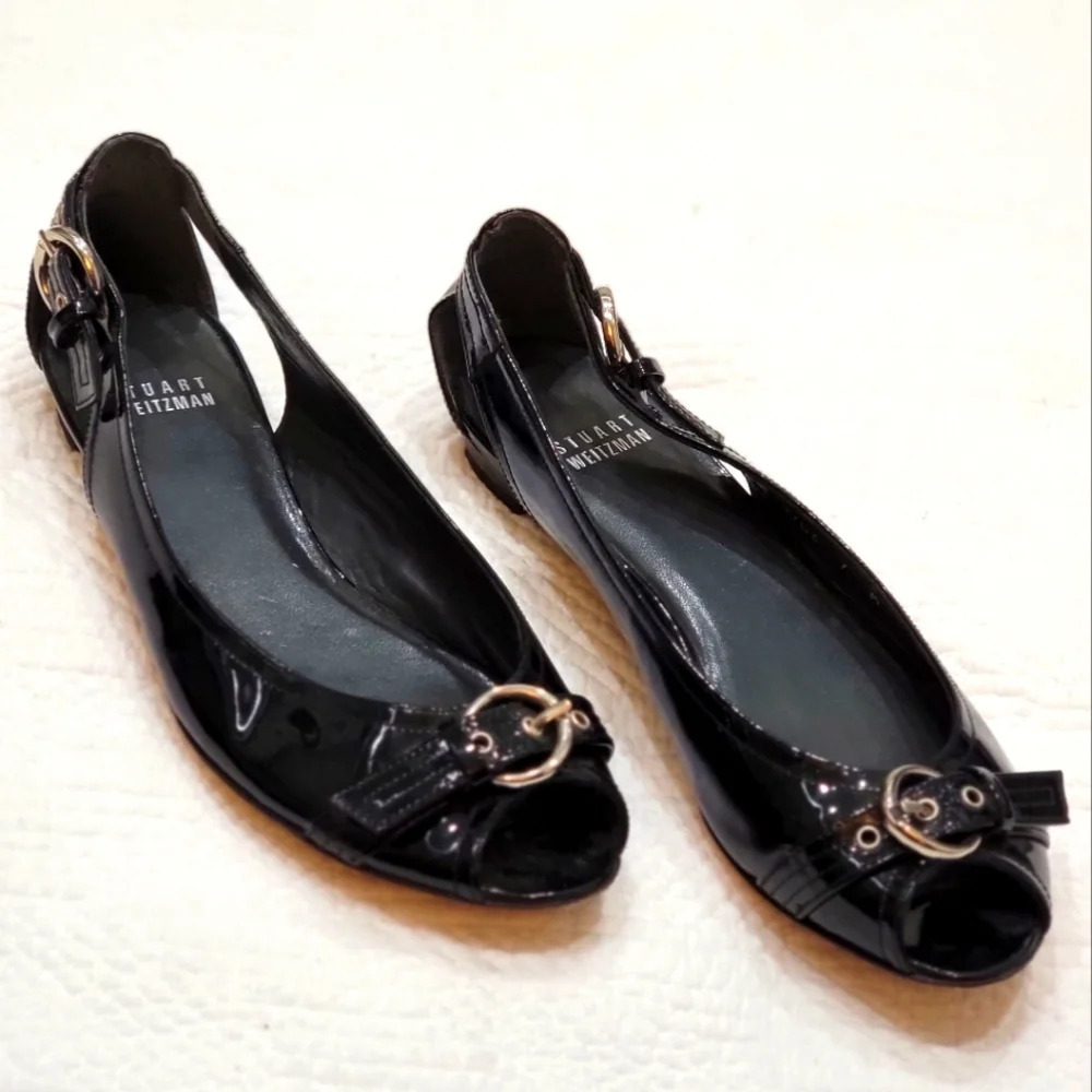 Stuart Weitzman peep toe flats
